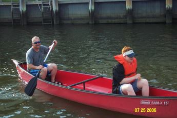 A group in their canoe